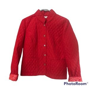 Kim Rogers Red Jacket Petite Car Coat S Small Fall Quilted Snap Front Kim Rogers